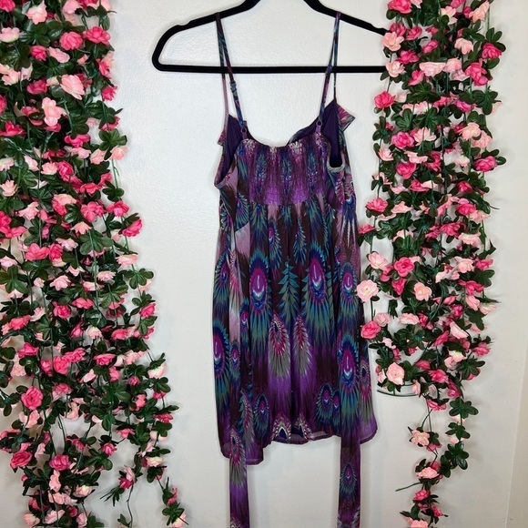 Forever 21 Purple and Blue Peacock Print Blouse - Picture 5 of 7